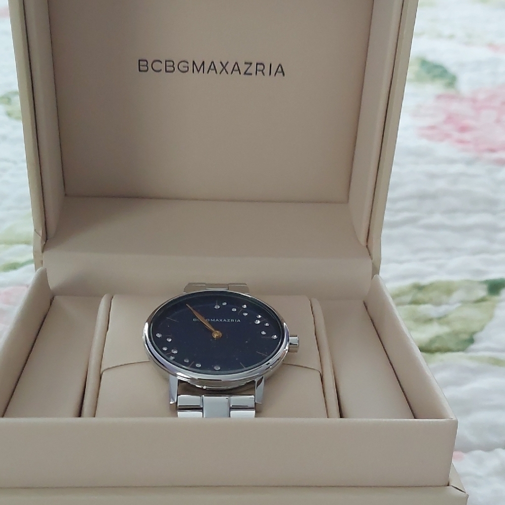 BCBGMaxAzria Navy and Silver Timepiece